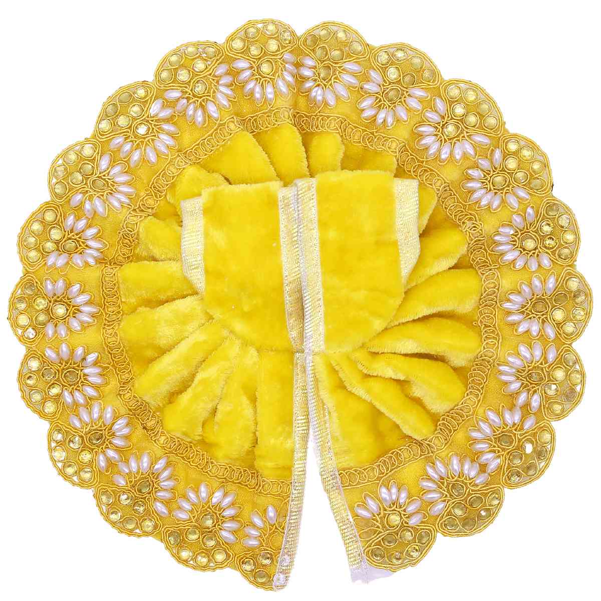 Stone decorated yellow velvet dress for laddu gopal ji